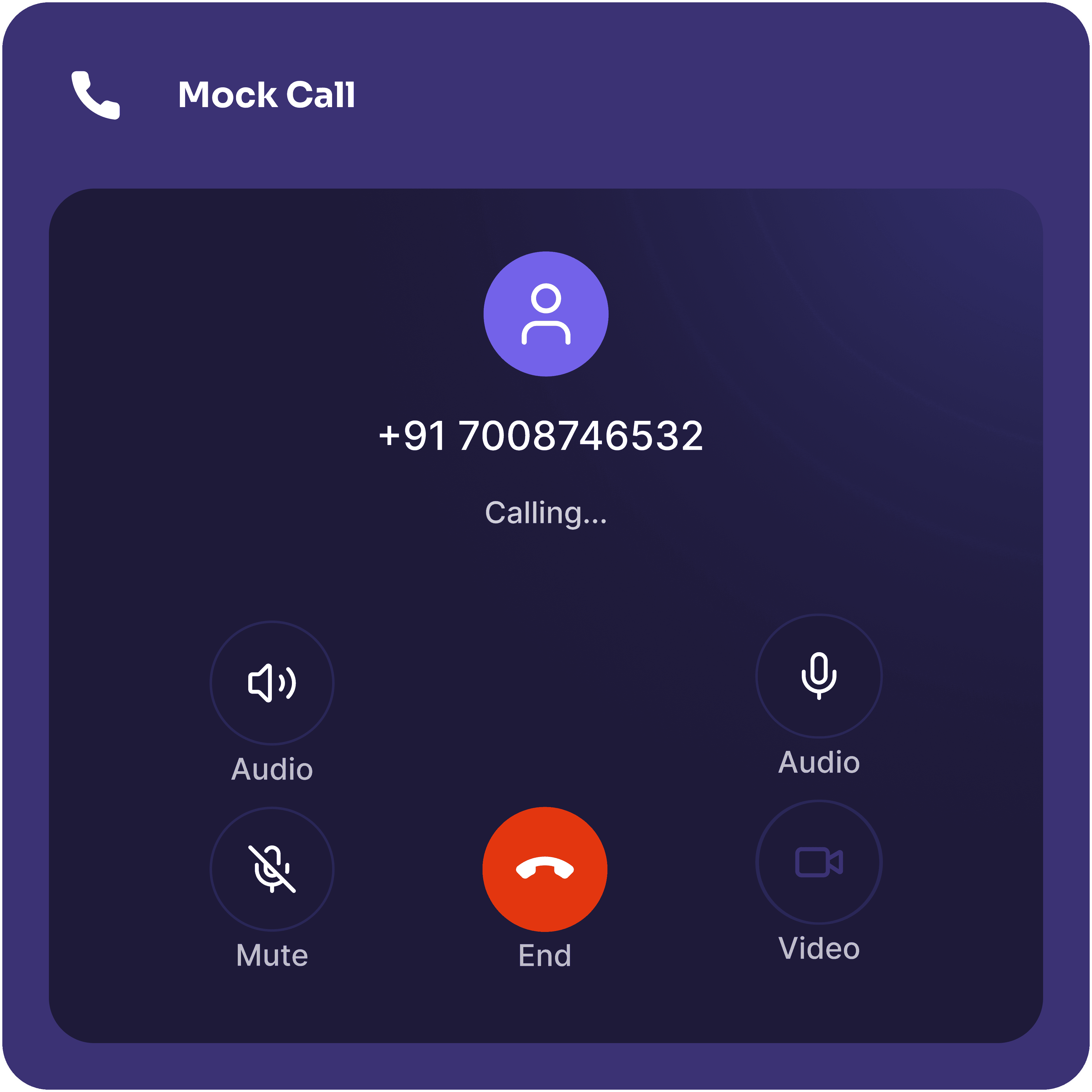 Mock call screen used for sales practice.